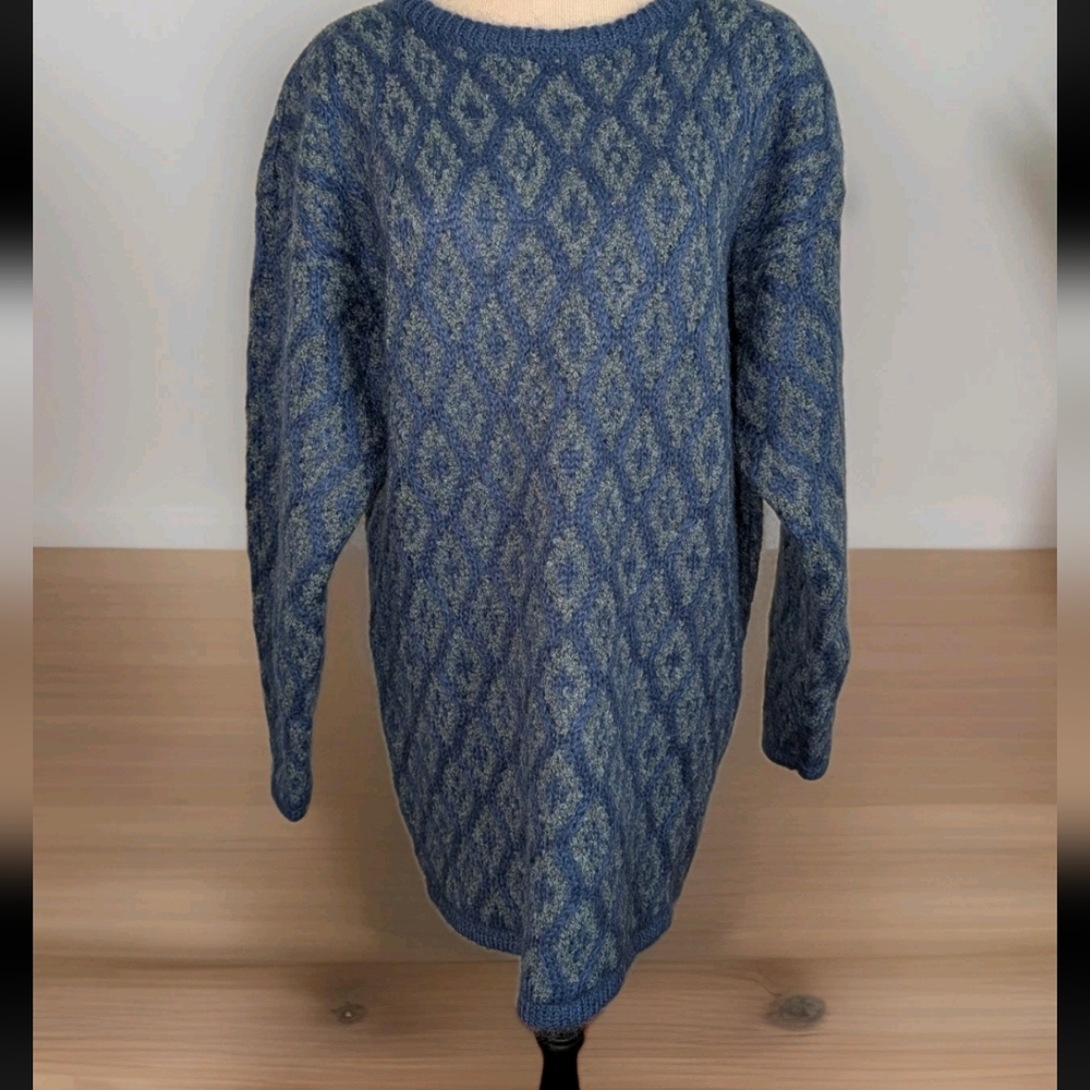 Vintage Paul Harris Mohair Sweater Wool Blend Geometric Tunic Pullover Large